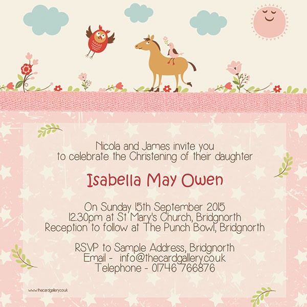 Christening Invitations - Vintage Pony - Postcard - Pack of 10