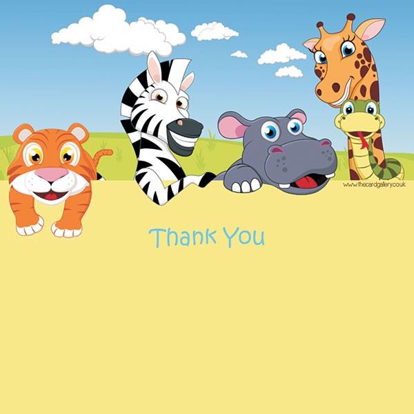 Thank You - Zoo Animals - Postcard - Pack of 10