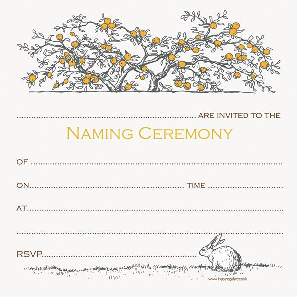 Naming Ceremony Invitations - Tree & Rabbit - Postcard - Pack of 10