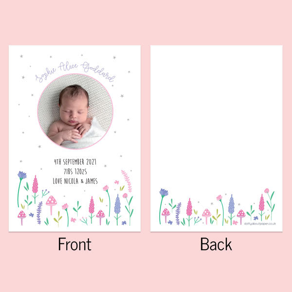 Baby Announcement Cards - Fairy Garden - Pack of 10