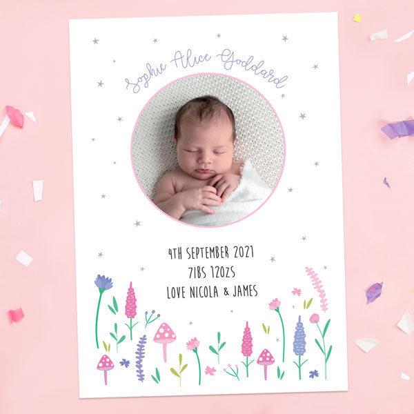 Baby Announcement Cards - Fairy Garden - Pack of 10