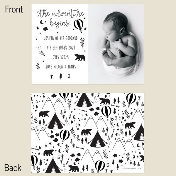 Baby Announcement Cards - The Adventure Begins - Pack of 10