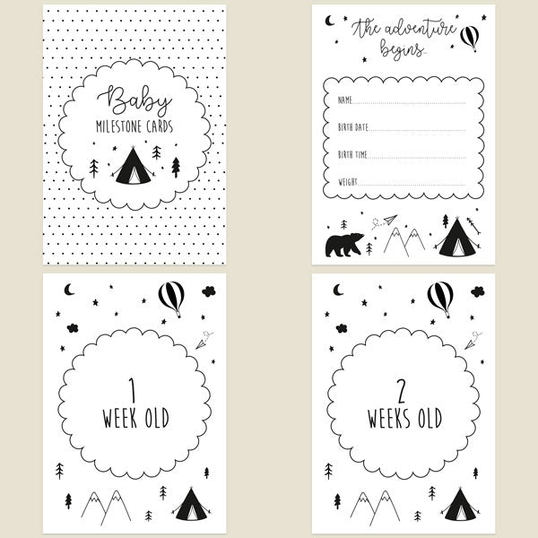 My First Year Milestone Cards - The Adventure Begins