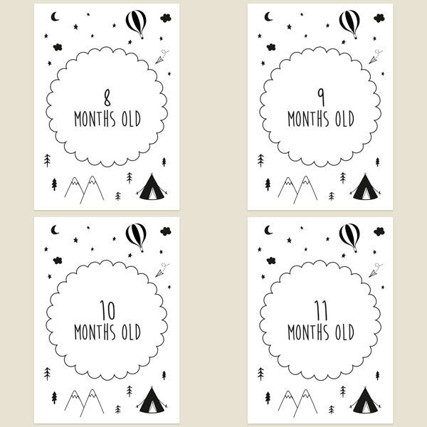 Baby Milestone Cards Ages - Pack of 17 - The Adventure Begins
