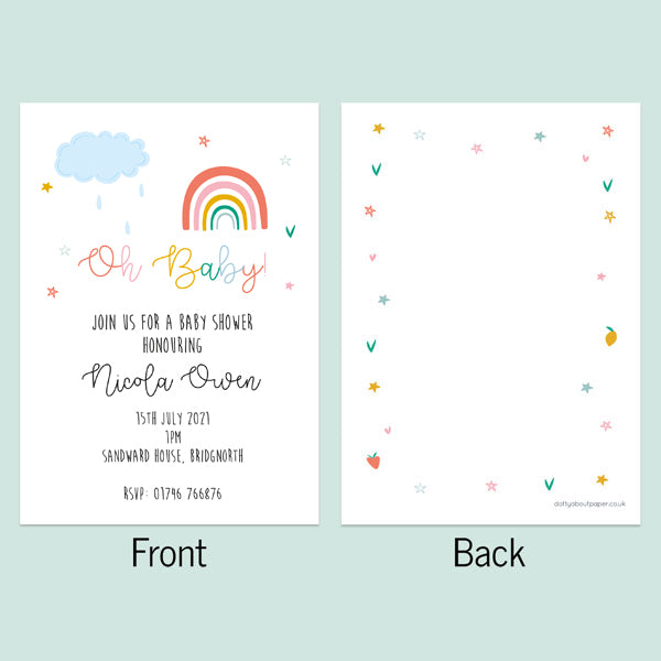 Baby Shower Invitations - Chasing Rainbows - Pack of 10