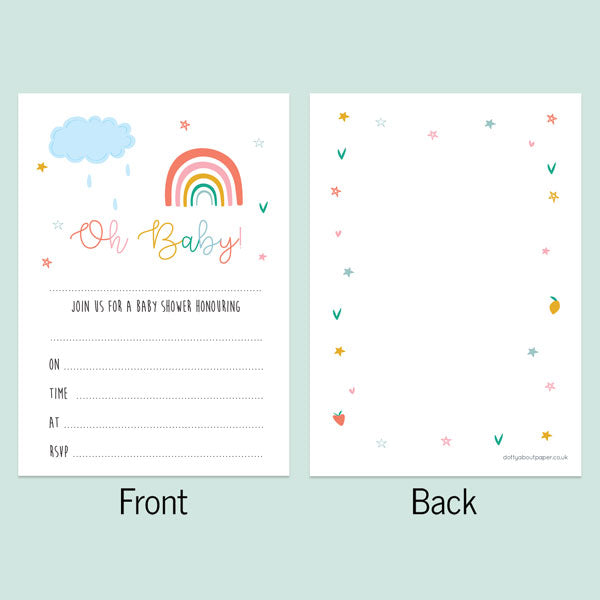 Baby Shower Invitations - Chasing Rainbows - Pack of 10