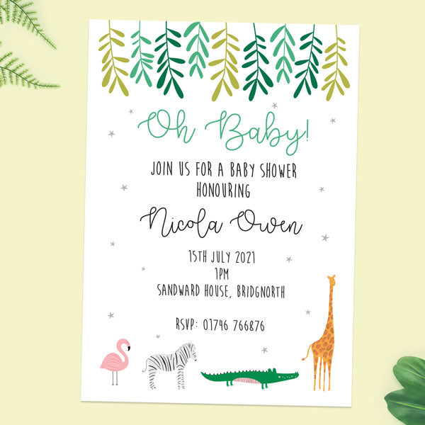 Baby Shower Invitations - Go Wild - Pack of 10