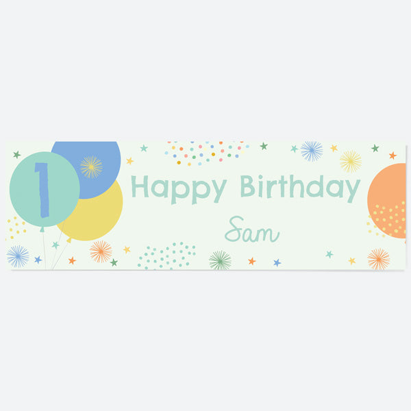 Boys Party Balloons Age 1 - Personalised Party Banner
