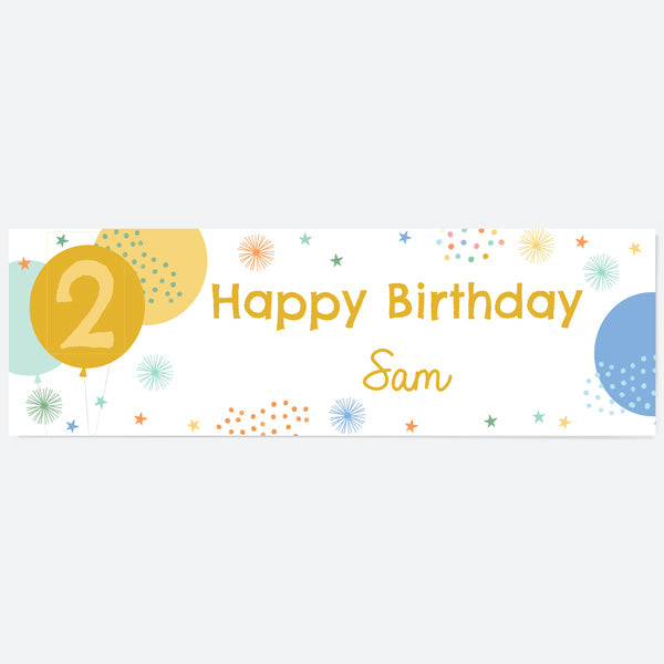 Boys Party Balloons Age 2 - Personalised Party Banner
