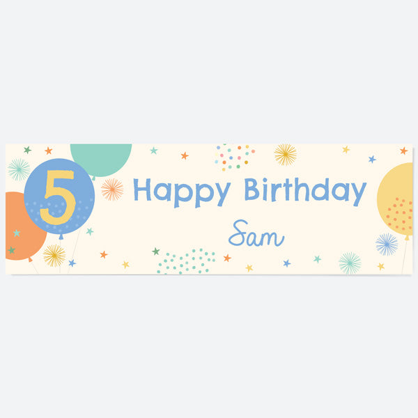 Boys Party Balloons Age 5 - Personalised Party Banner