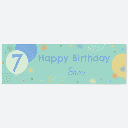 Boys Party Balloons Age 7 - Personalised Party Banner