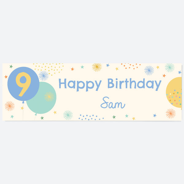 Boys Party Balloons Age 9 - Personalised Party Banner