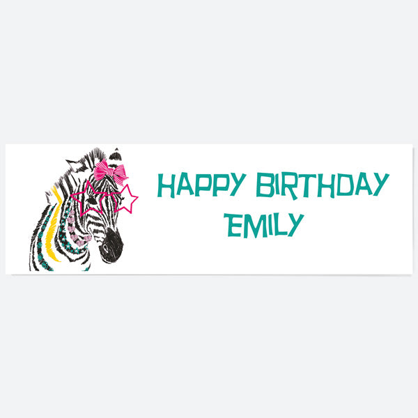 Cool Zebra - Personalised Party Banner