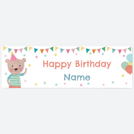 Dotty Party Bear - Personalised Party Banner
