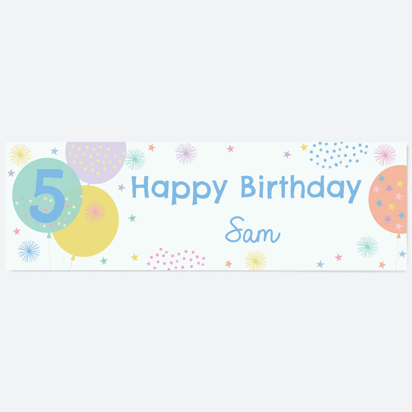 Girls Party Balloons Age 5 - Personalised Party Banner