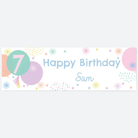 Girls Party Balloons Age 7 - Personalised Party Banner