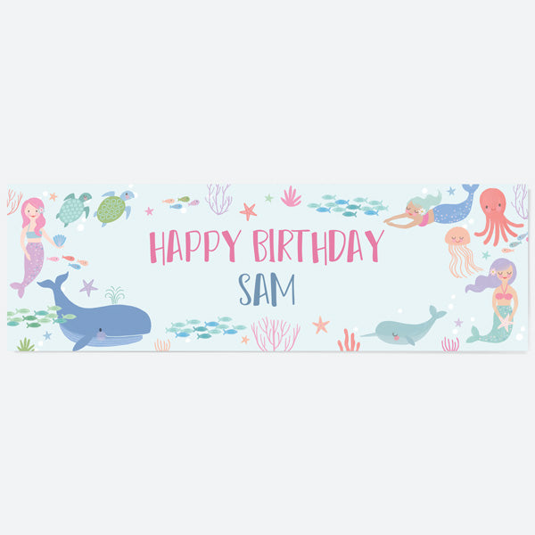 Mermaid Under The Sea - Personalised Party Banner