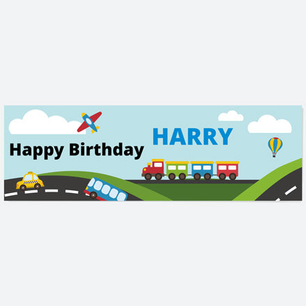 Planes, Trains & Automobiles - Personalised Party Banner