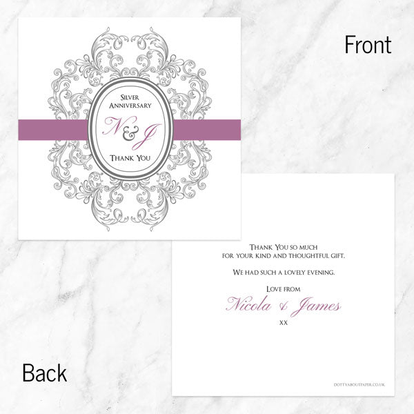 25th Anniversary Thank You Cards - Baroque Border