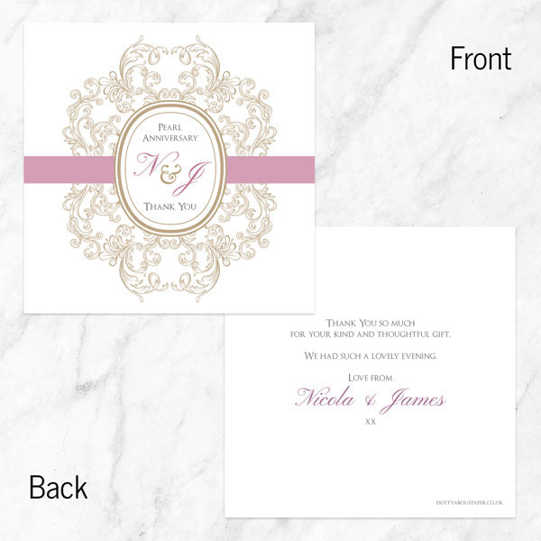 30th Anniversary Thank You Cards - Baroque Border