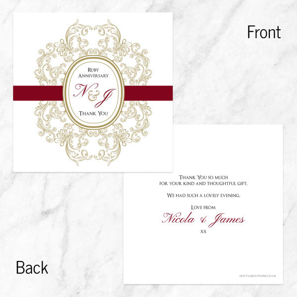 40th Anniversary Thank You Cards - Baroque Border