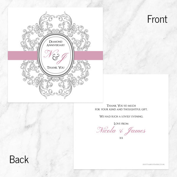 60th Anniversary Thank You Cards - Baroque Border