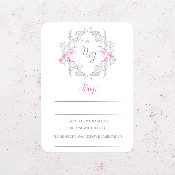 Baroque Love Birds - Boutique Wedding Invitation & RSVP