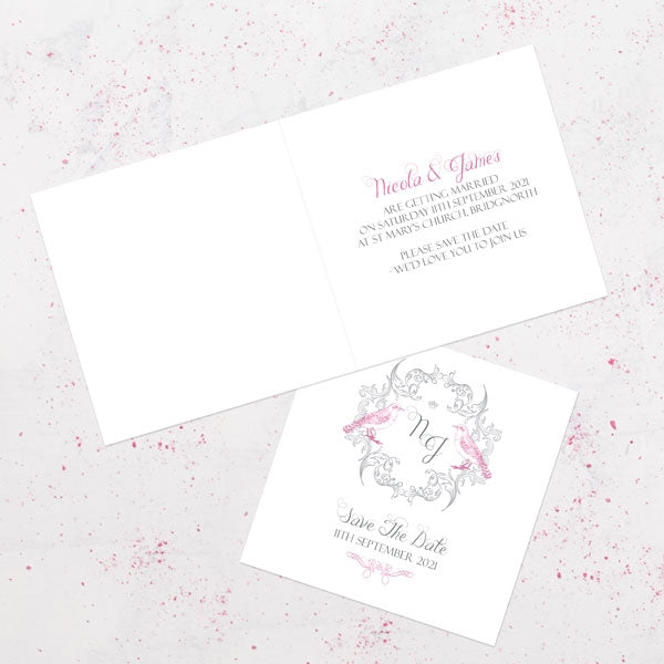 Baroque Love Birds Save the Date Cards