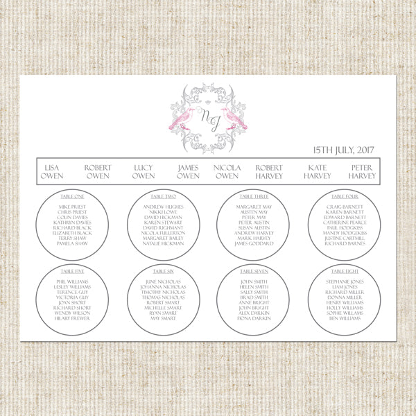 Baroque Love Birds Table Plan