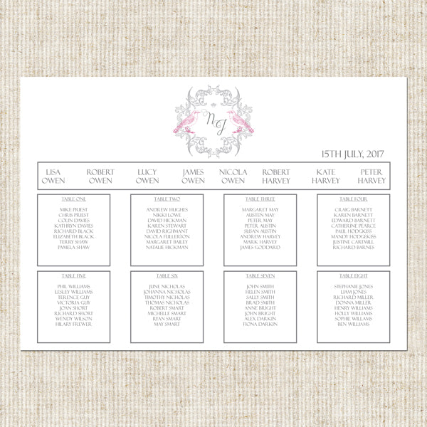 Baroque Love Birds Table Plan