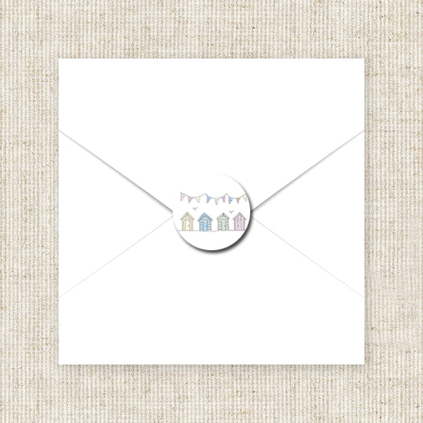 Pastel Bunting & Beach Huts Envelope Seal - Pack of 70
