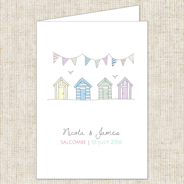 Pastel Bunting & Beach Huts Order of Service Booklet