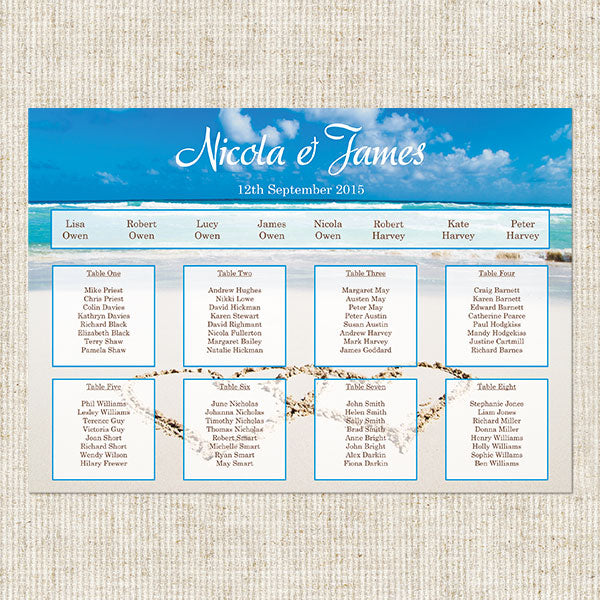 Beach Paradise Table Plan