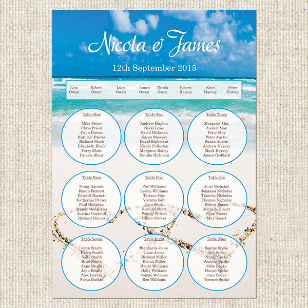 Beach Paradise Table Plan