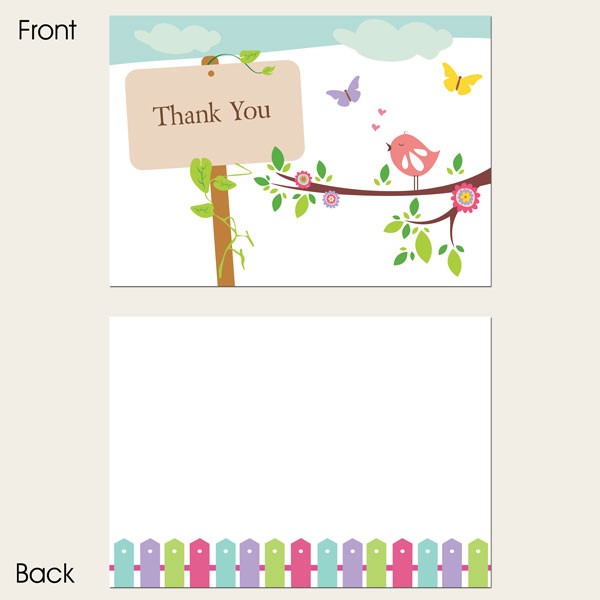 Ready to Write Thank You Cards - Bird & Butterflies - Pack of 10