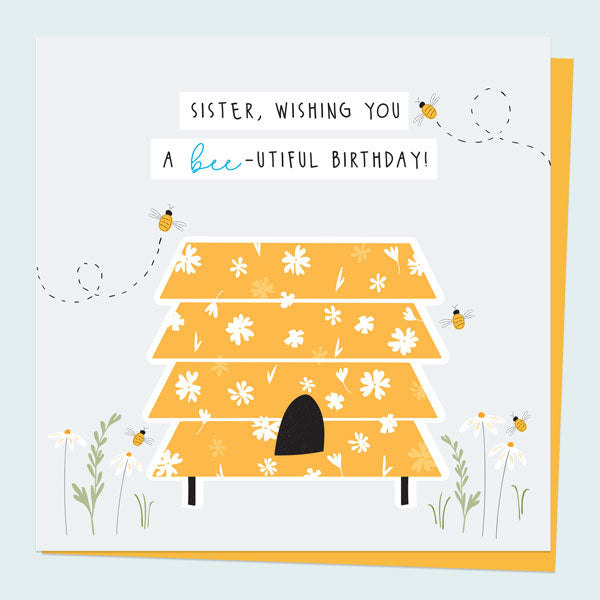 thumbnail image 2 of Bee Special Sister Card - Floral Bumblebee Birthday Card For Her From Old English Co. 2 of 11