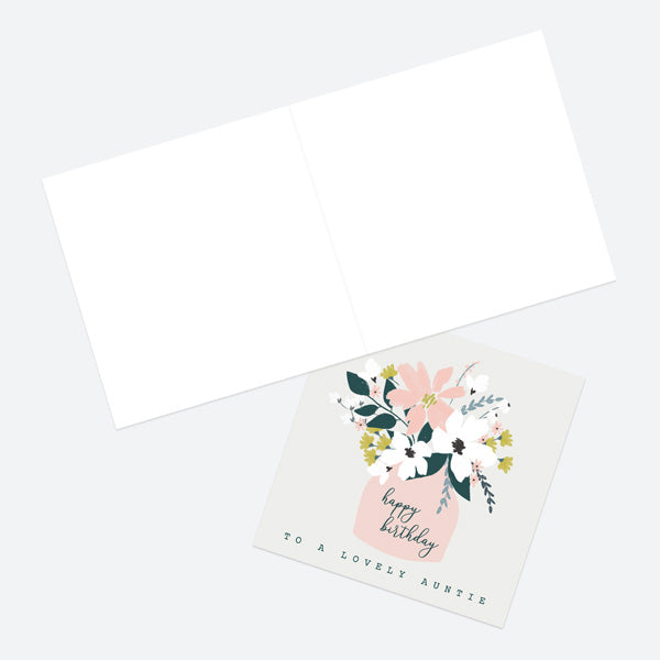 Auntie Birthday Card - Blush Modern Floral - Vase - Happy Birthday