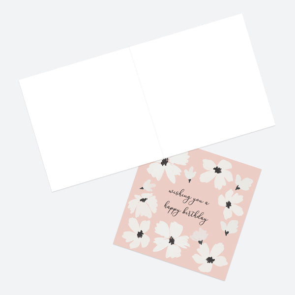 Birthday Card - Blush Modern Floral - Border - Happy Birthday