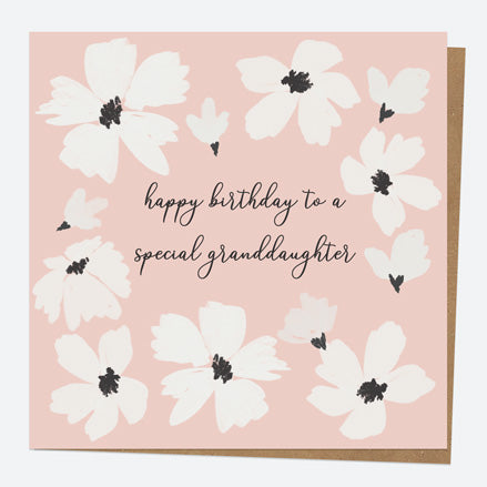 Granddaughter Birthday Card - Blush Modern Floral - Border - Happy Birthday