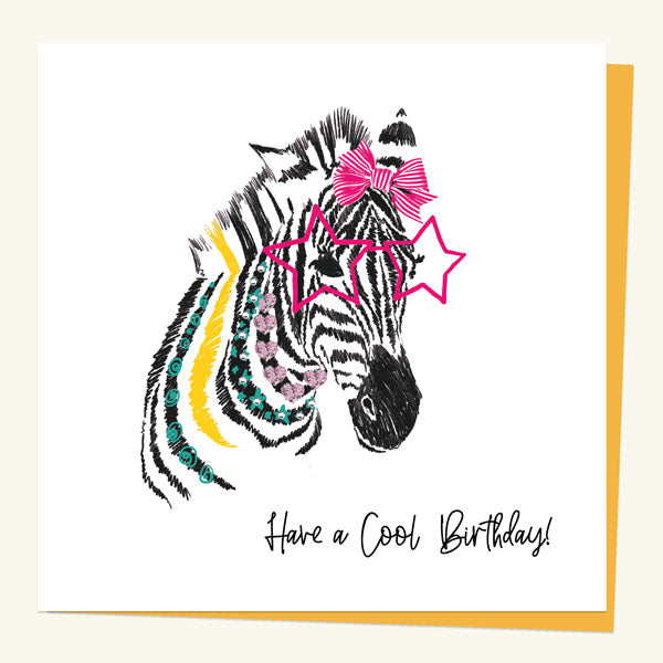 Kids Birthday Card - Cool Zebra
