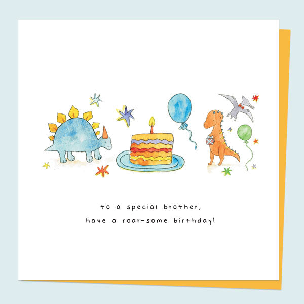 Brother Birthday Card - Cute Dinosaurs