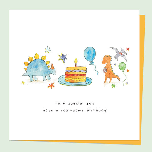 Son Birthday Card - Cute Dinosaurs