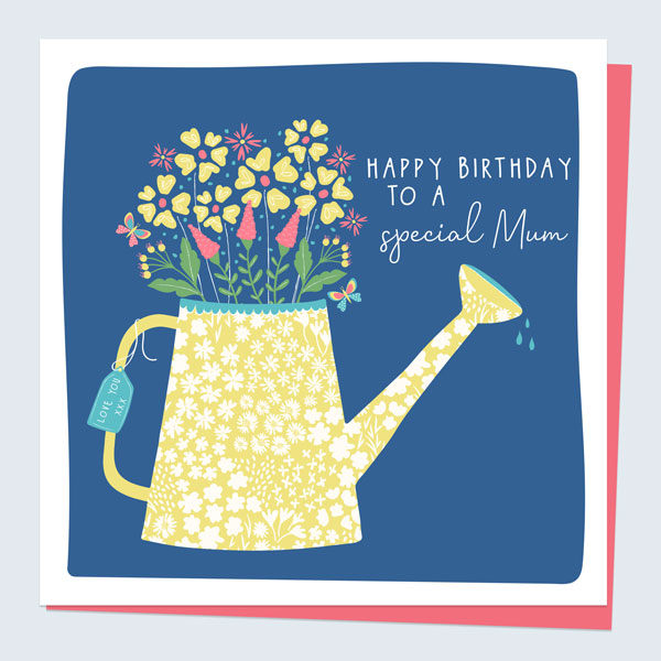 Mum Birthday Card - Ditsy Bright Blooms - Watering Can