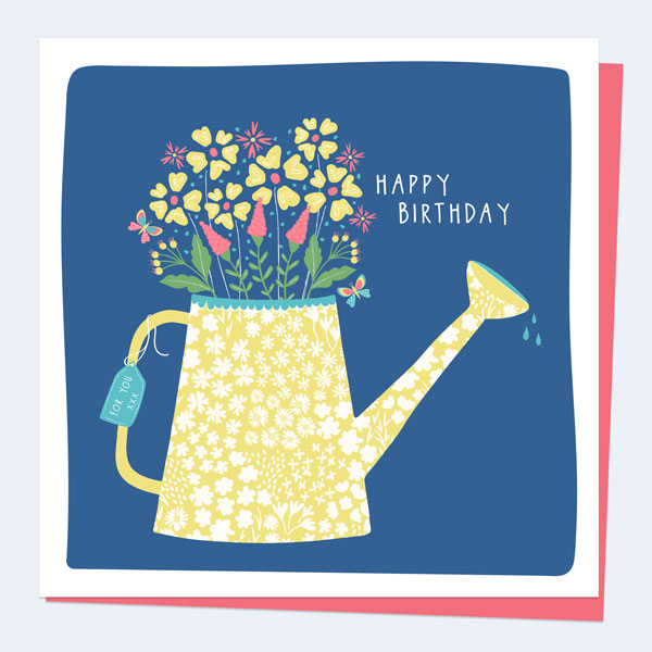 General Birthday Card - Ditsy Bright Blooms - Watering Can