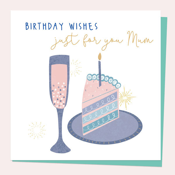 Mum Birthday Card - Drinking - Prosecco & Cake