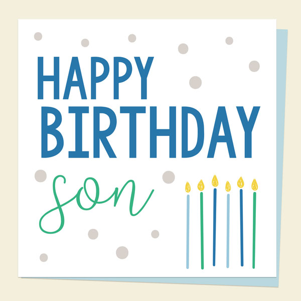 Son Birthday Card - Feeling Bright Typography - Happy Birthday Candles