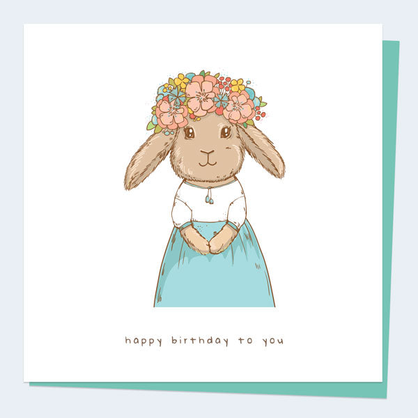 category header image Kids Birthday Card - Flower Bunny