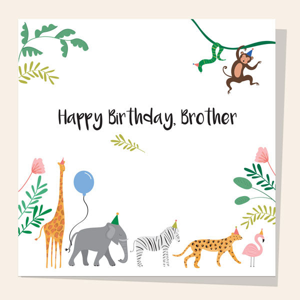 Brother Birthday Card - Go Wild Animals