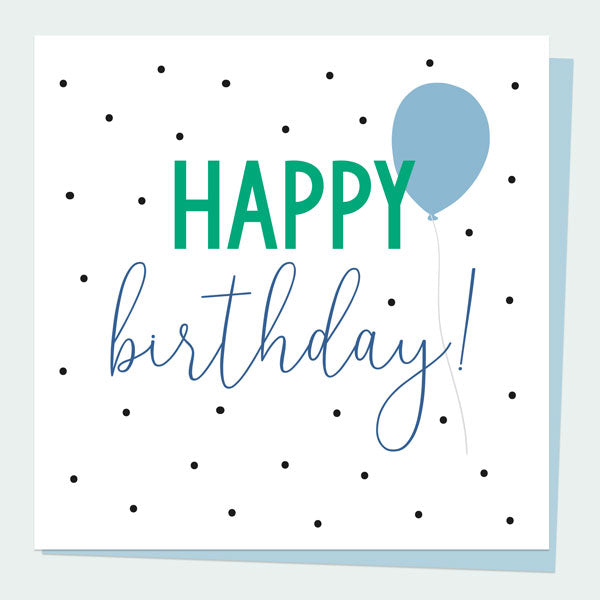 General Birthday Card - Feeling Bright Typography - Happy Birthday Blue Balloon