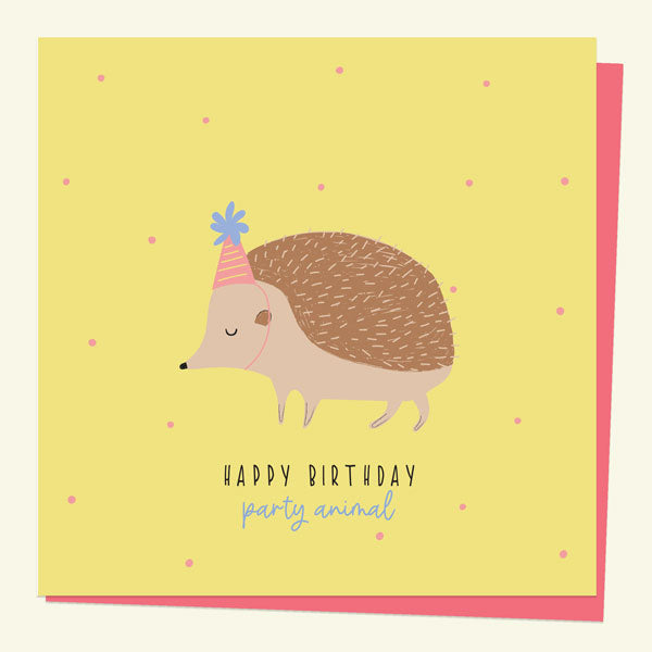 General Birthday Card - Party Animals - Hedgehog